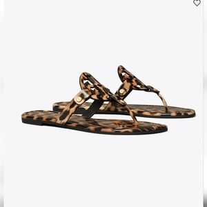 Tory Burch Miller Leopard Patent Thong Sandals Size 8M Womens Classic Resort